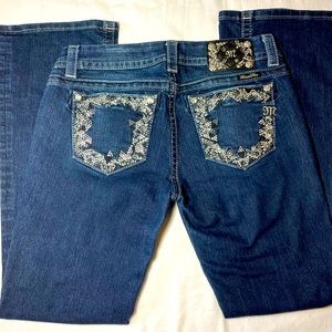 Miss Me Easy Boot Jeans Size 28 Womens Mid Rise Dark Wash Blue Denim